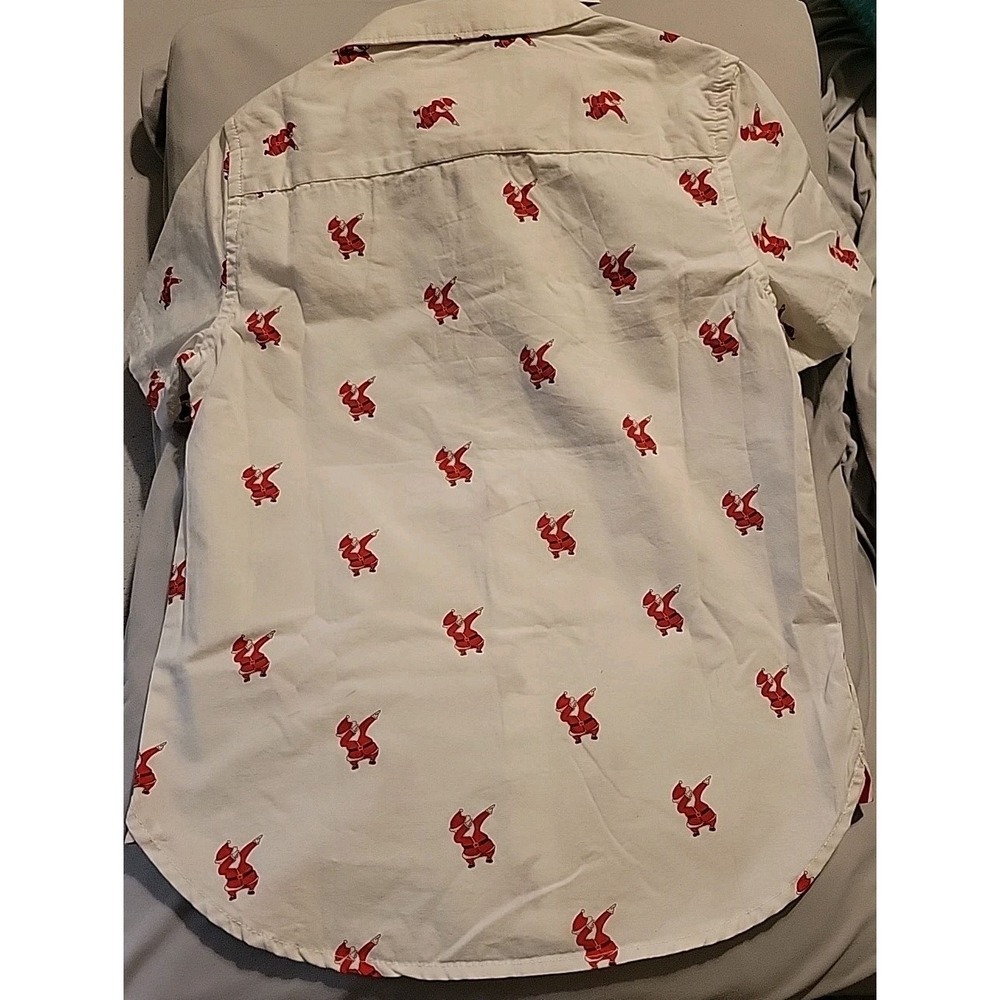 Denim & Flower Ricky Singh Button Down Dabbing Santa Shirt Kid's Size 7 NWT - Picture 6 of 6